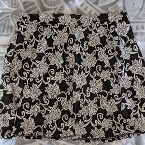 Black and white floral skater skirt